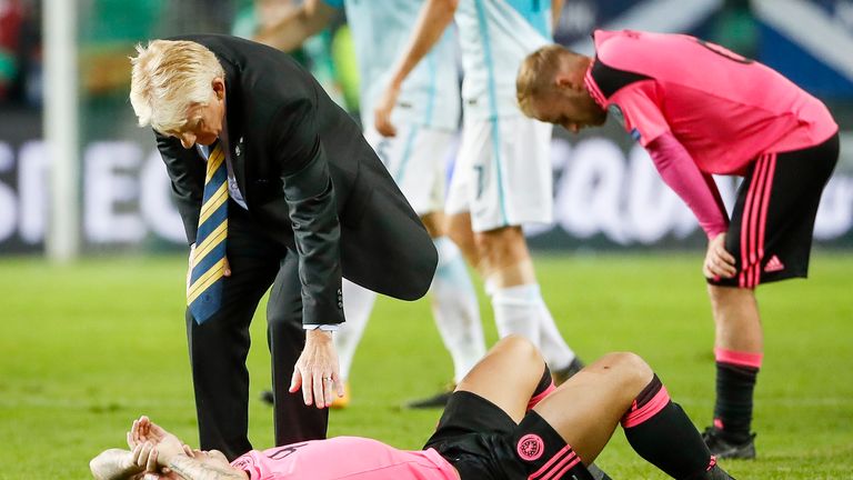 Strachan was left to console his players after another unsuccessful campaign