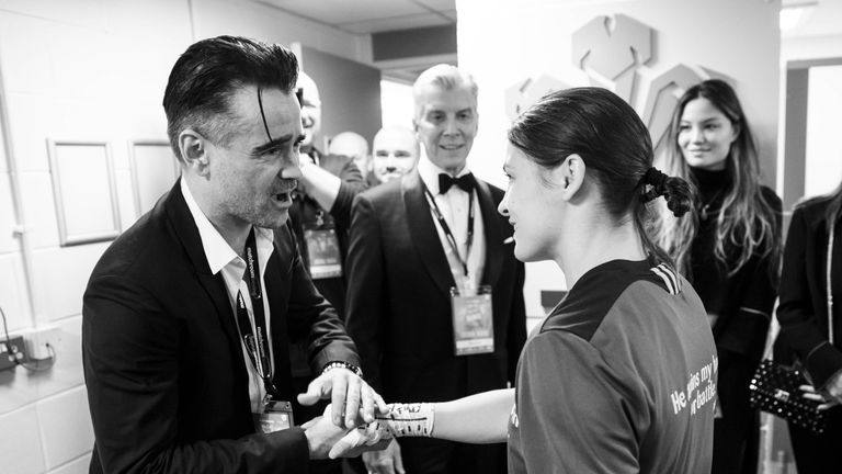 Colin Farrell wished Katie Taylor good luck before her world title fight