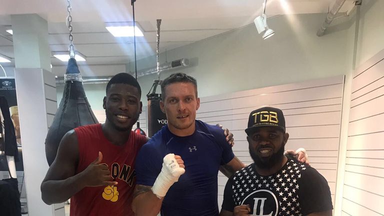 Chamberlain (L) has sparred with WBO world champion Olexsandr Usyk (C)