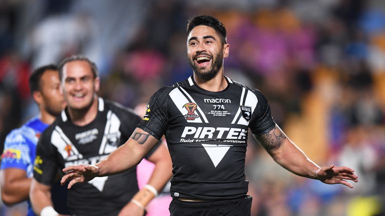 Shaun Johnson touched down for the Kiwis against Samoa