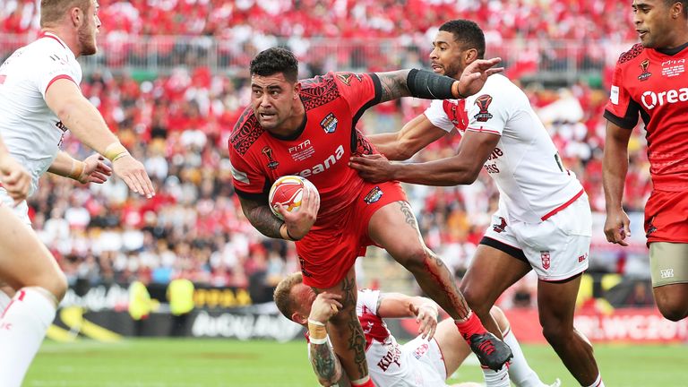 Andrew Fifita on the charge for Tonga