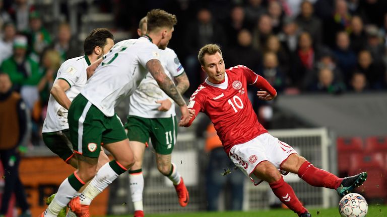 Christian Eriksen in action for Denmark against Republic of Ireland