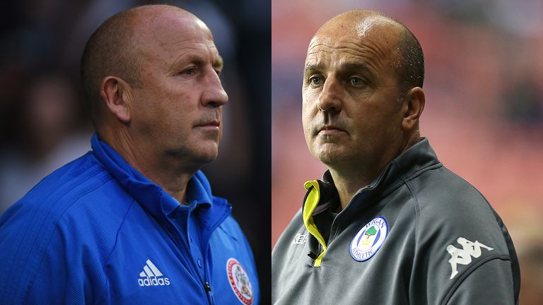 Accrington manager John Coleman and Wigan boss Paul Cook