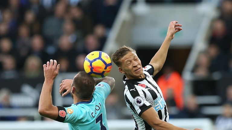 Dwight Gayle (right) saw a goal incorrectly ruled out for offside