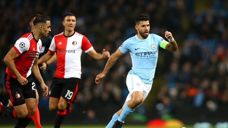 Sergio Aguero in action at The Etihad