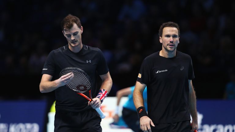 Jamie Murray (left) and Bruno Soares lost their opening doubles match against Bob and Mike Bryan