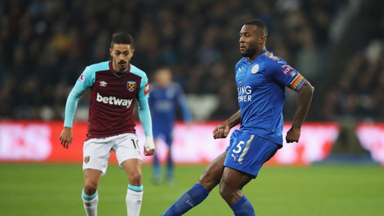 Leicester captain Wes Morgan wore a rainbow-themed armband