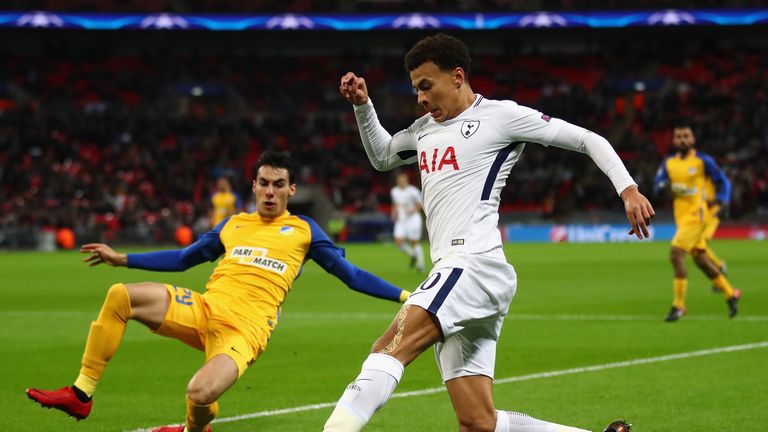 Alli in action against Apoel during Wednesday's Champions League tie