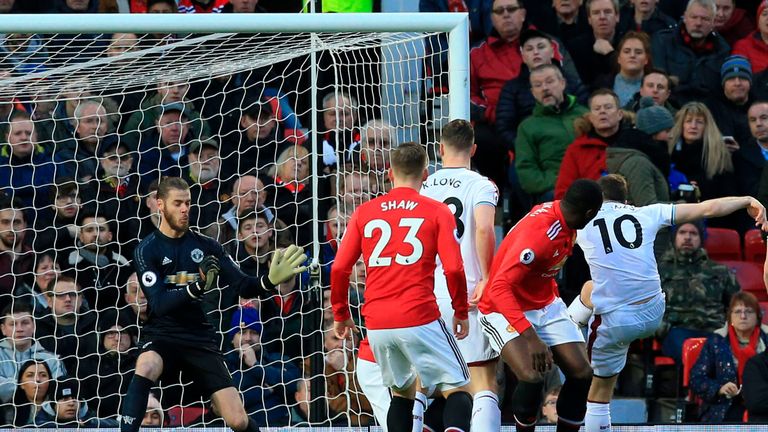 Ashley Barnes gives Burnley the lead at Old Trafford