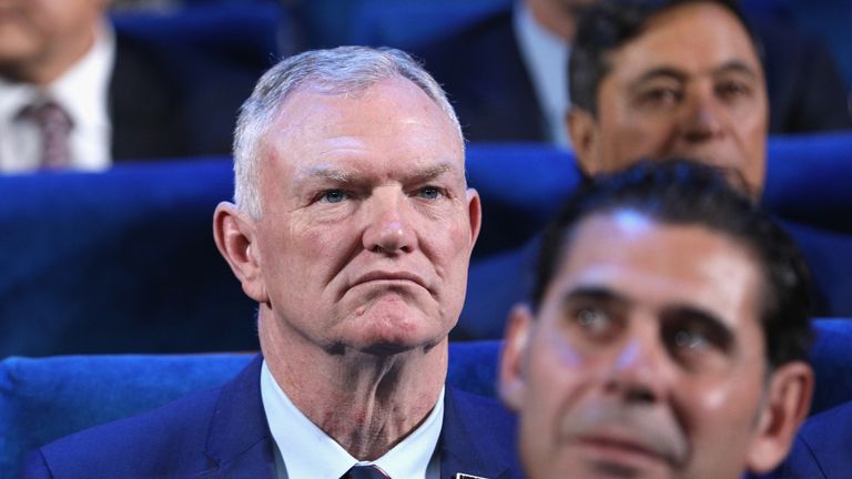 Greg Clarke also wore a Rainbow Laces badge during the ceremony