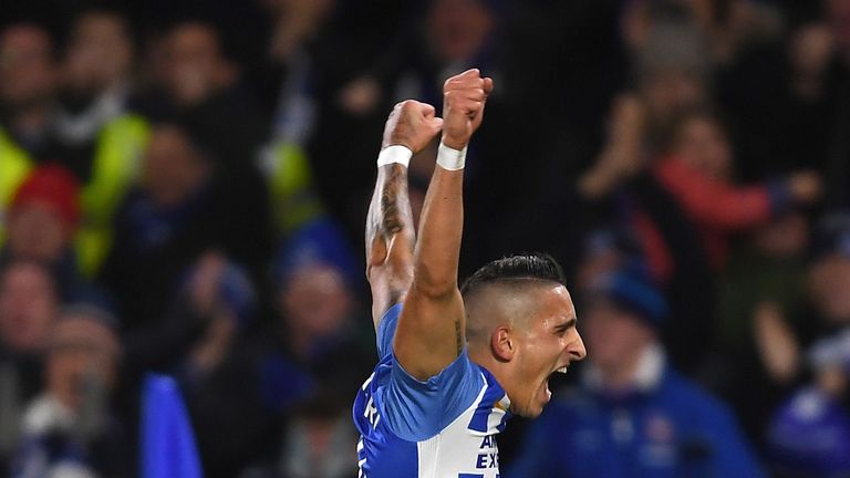 Anthony Knockaert celebrates Brighton's winner