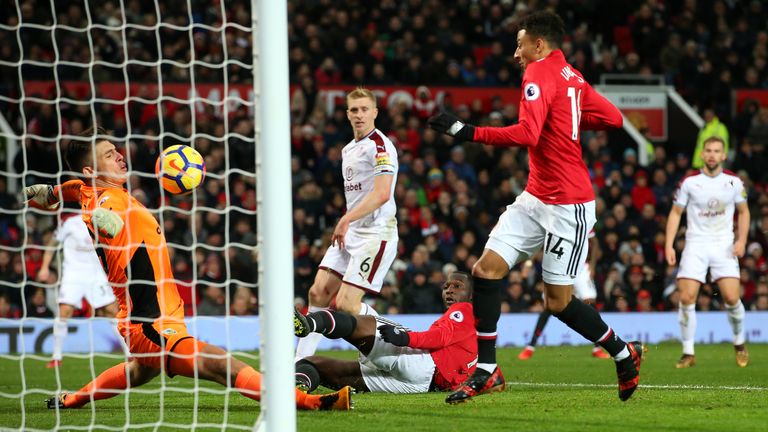 Jesse Lingard misses a sitter from close range after the break