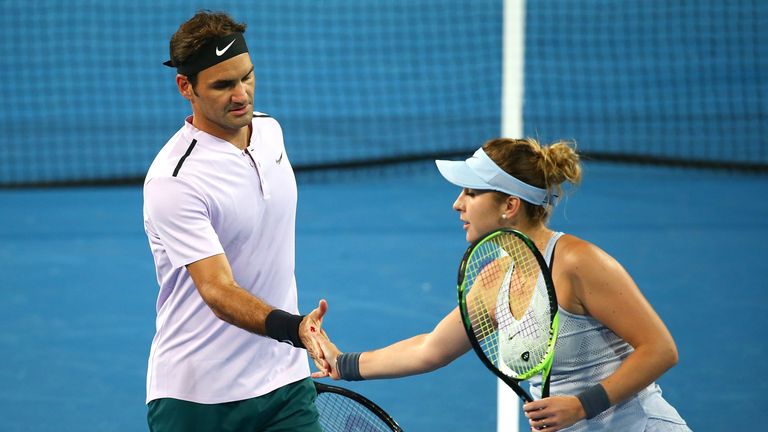 Roger Federer and Belinda Bencic proved a winning combination in the mixed doubles