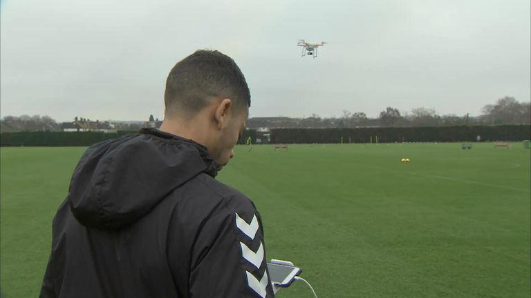 Powderly flies a drone over Charlton's training sessions Powderly flies a drone over Charlton's training sessions