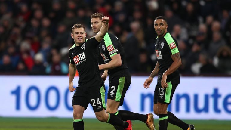 Ryan Fraser celebrates after scoring the opener at West Ham