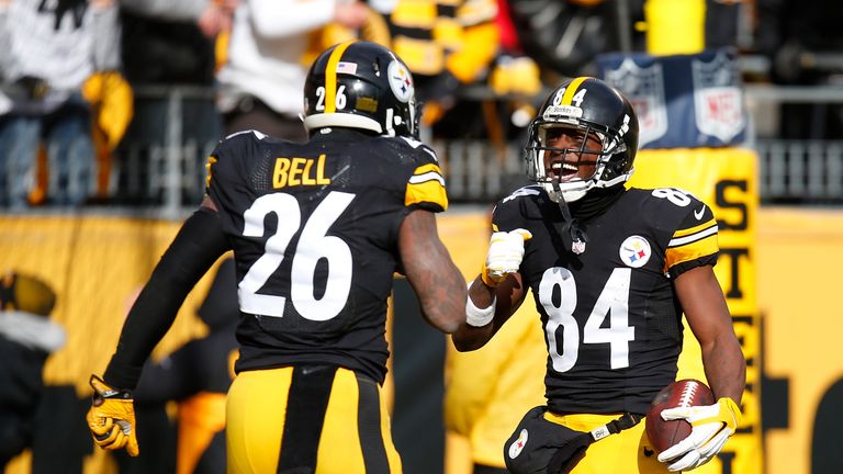 Le'Veon Bell and Antonio Brown celebrate a touchdown