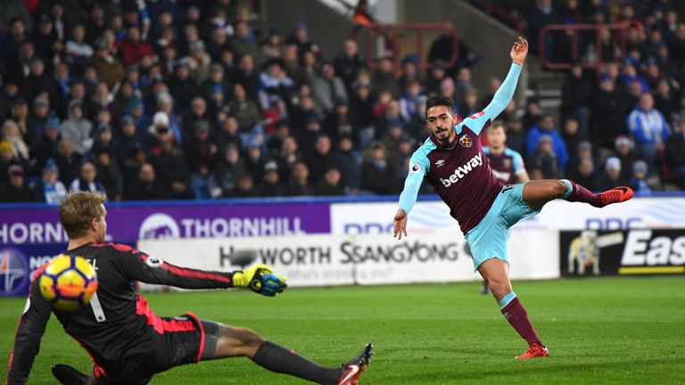 Manuel Lanzini scores West Ham's third goal