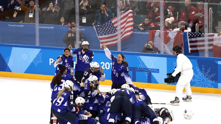 The United States celebrates after defeating Canada