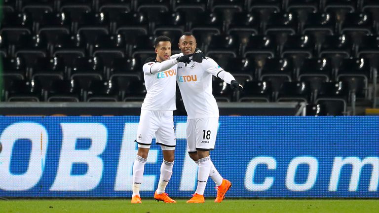 Jordan Ayew scored the opening goal for Swansea on Tuesday