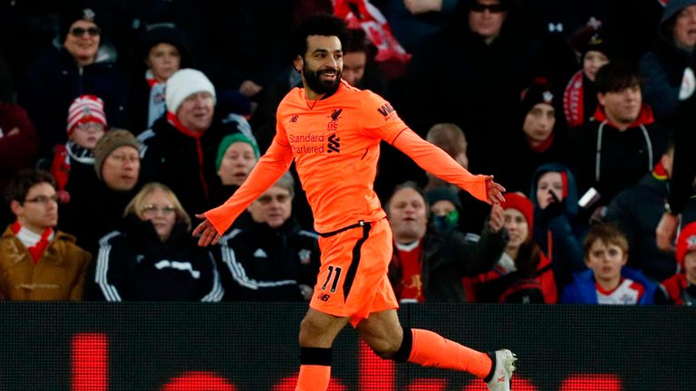 Mohamed Salah is well on course to beat Robbie Fowler's record for left-footed goals scored in a single season