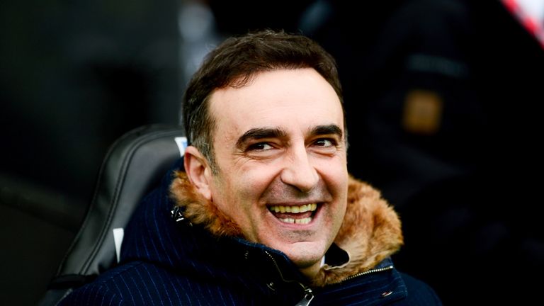 Carlos Carvalhal has been all smiles since taking over at Swansea in December