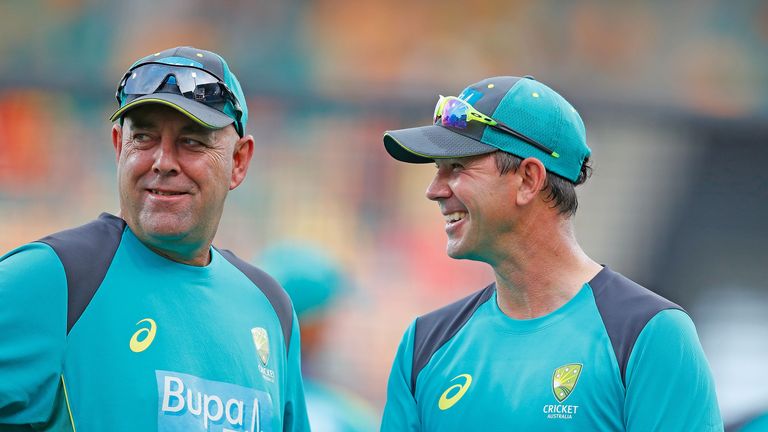 Ponting is supporting Darren Lehmann (left) during the T20 Tri-Series