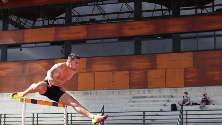Andrew will race in the 60m hurdles this weekend in Birmingham