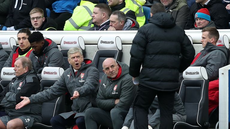 Arsene Wenger watched his Arsenal side slump again at Brighton