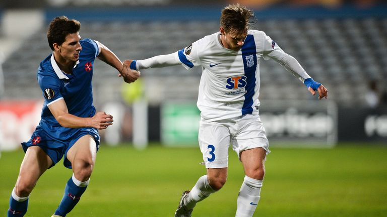 Douglas in Europa League action for Lech Poznan in 2015