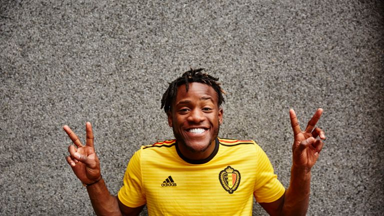 Michy Batshuayi models the new Belgium World Cup 2018 away shirt (credit: adidasUK)
