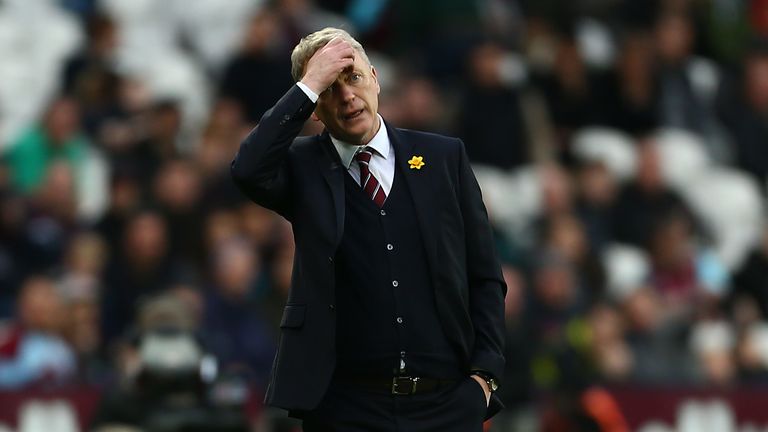 David Moyes shows the strain following a third straight league defeat