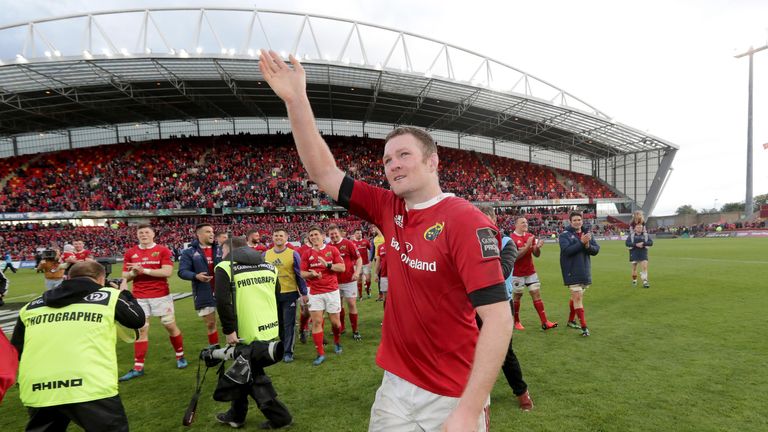 Ryan waves goodbye to Munster supporters in May 2017