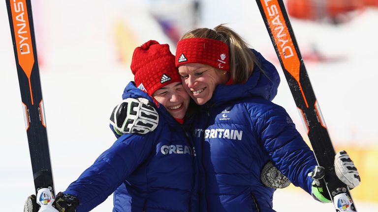Menna Fitzpatrick (L) and guide Jen Kehoe have now won two Winter Paralympic medals in South Korea