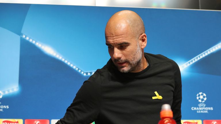 Guardiola's team play Basel in the last 16 of the Champions League on Wednesday - with the manager intending to wear the yellow ribbon again