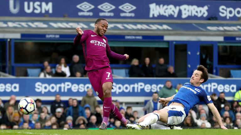 Raheem Sterling adds a third for City in the first half