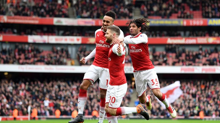 Aubameyang and Mustafi were among Arsenal's scorers against Watford