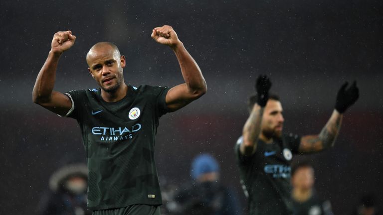 Vincent Kompany would love to clinch the title with a win over local rivals Manchester United