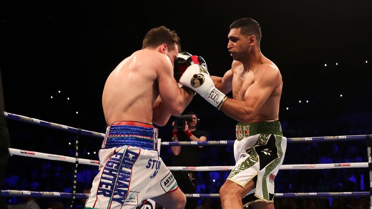 Amir Khan stopped Lo Greco in the first round in Liverpool