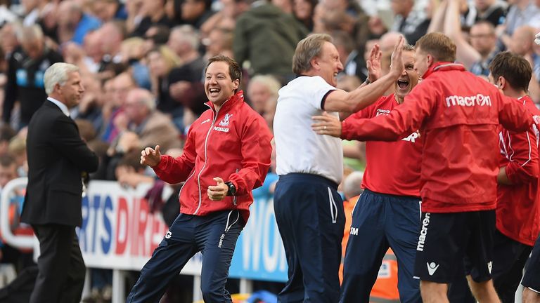 Ben Garner celebrates on the touchline during his time at Crystal Palace