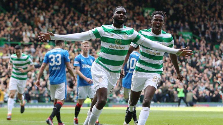 Edouard celebrates putting Celtic in front against Rangers last weekend