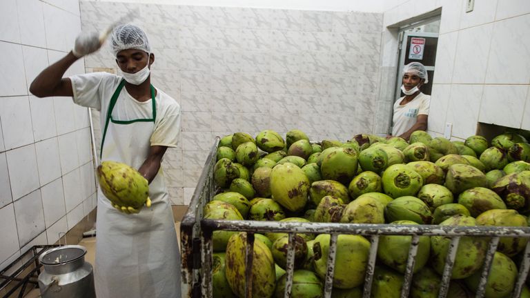 Haye enjoys coconut water fresh from Brazil