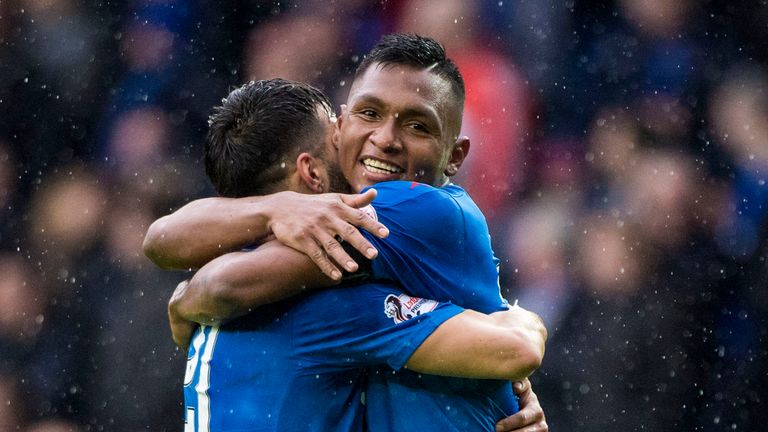 Rangers’ Alfredo Morelos celebrates one of his 14 Premiership goals for Rangers this season