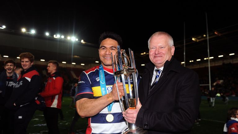 Steve Lansdown (right) celebrates Bristol's Championship title with David Lemi