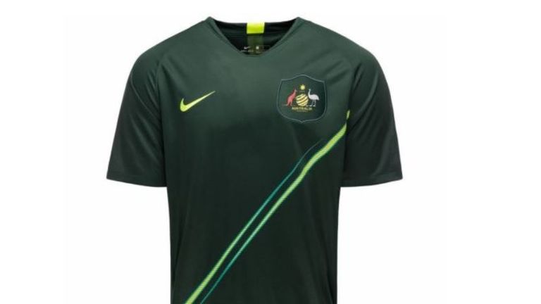 The new Australia away strip comes in dark green with a luminous diagonal stripe