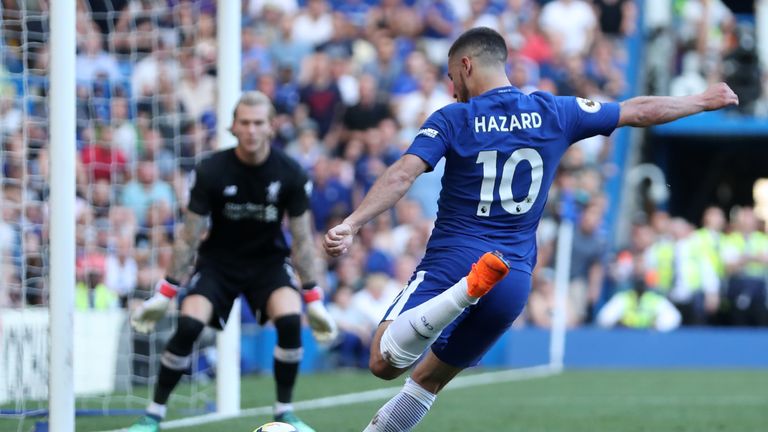 Eden Hazard came close in the second half with a shot from a tight angle