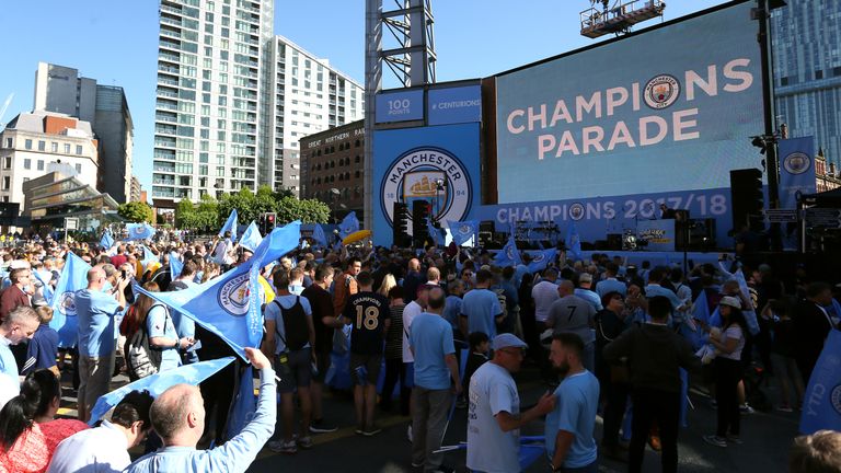 Supporters gathered in their thousands in the centre of Manchester