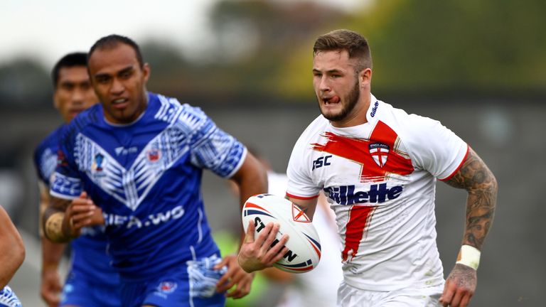 Zak Hardaker in action for England Knights against Samoa in 2013