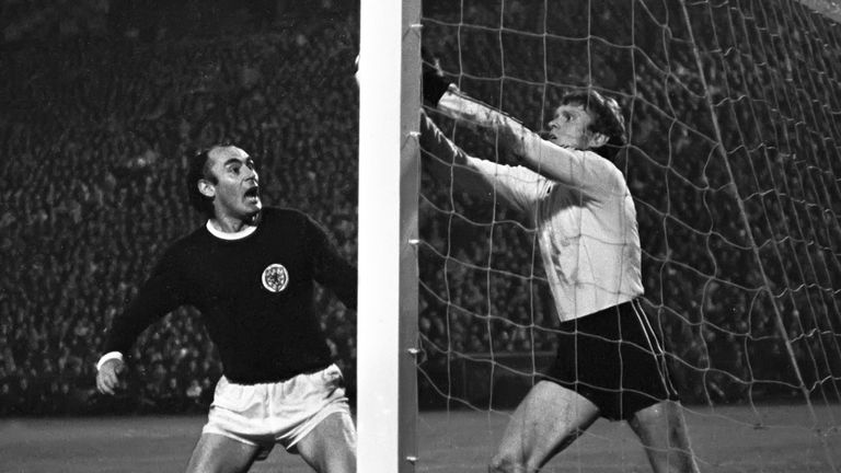.Alan Gilzean (left) against West Germany's Sepp Maier