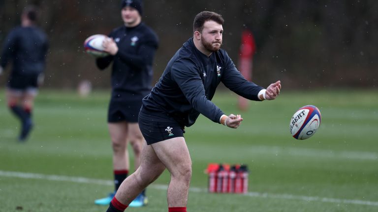 Dillion Lewis during a Wales training session