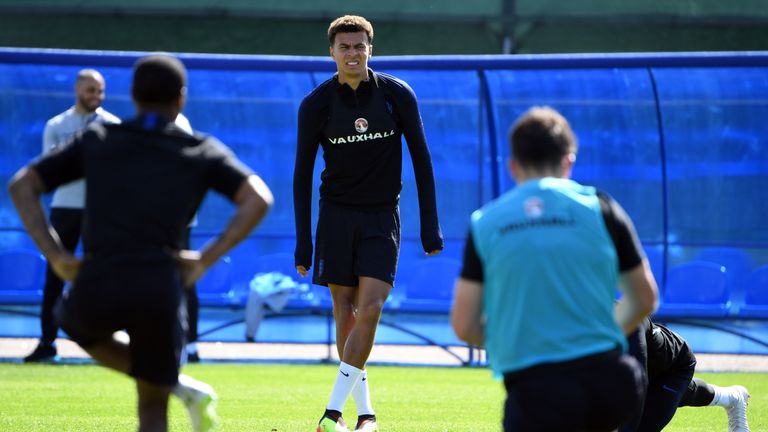 Dele Alli trains as England prepare to face Belgium in World Cup